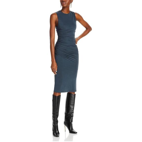 B38 Alice + Olivia Derika Midi Dress Womens 2 Cocktail Audrey Hepburn Chic - Picture 3 of 12